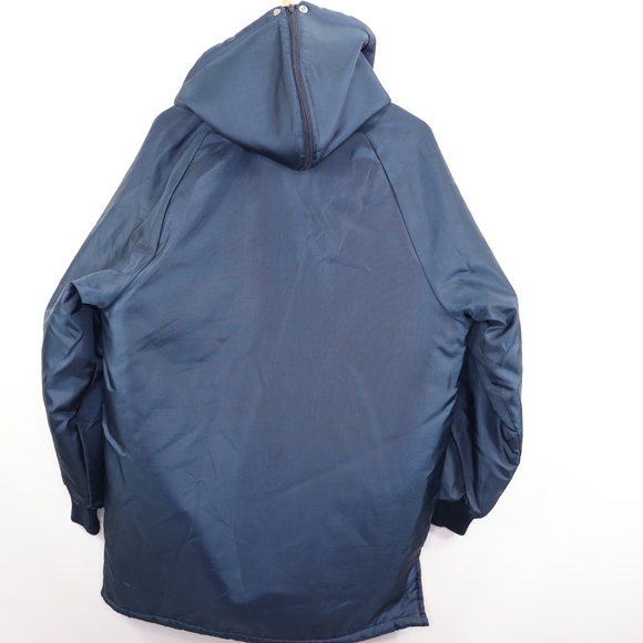 70s Mens Medium Shearling Lined Parka Jacket Blue - Picture 7 of 8